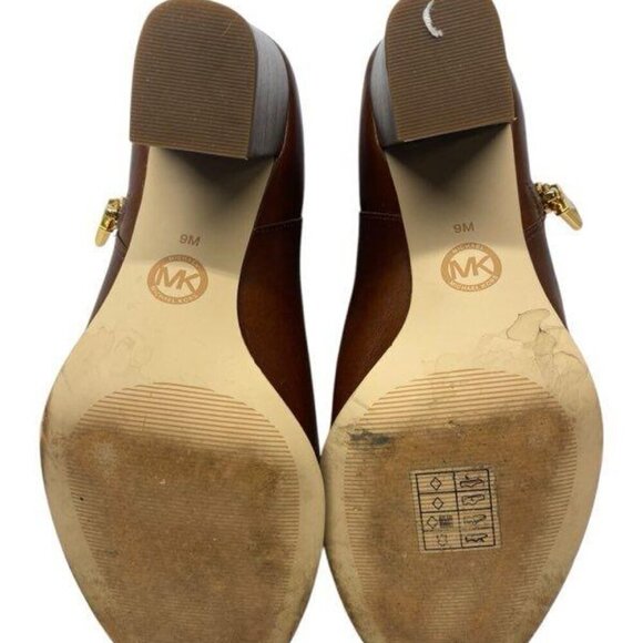 Michael Kors Margaret Leather Ankle Booties Dark Caramel 9 - Picture 8 of 12